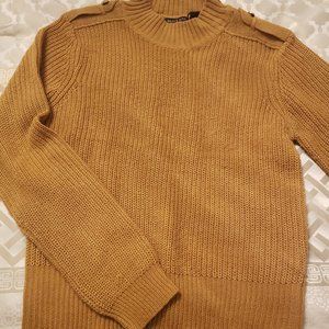 Brave Soul // Corporal Military Long Sleeve Chunky Knit Fitted Sweater in Camel